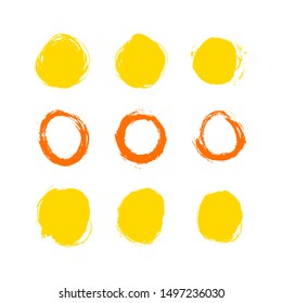 vector brush strokes circles of paint on white background 