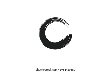 vector brush strokes circles of paint or Black Zen Circle Watercolor Logo Icon  Illustration Vector Design Template
