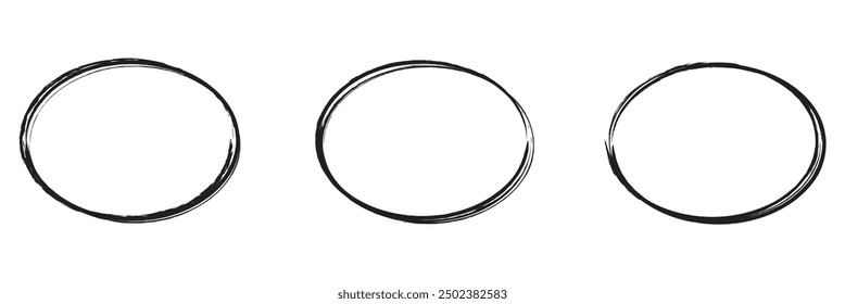 vector brush strokes circles of paint on white background. Ink hand drawn paint brush circle. Logo, label design element vector illustration. Black abstract circle.