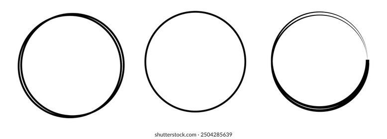vector brush strokes circles of paint on white background .Logo, label design element vector illustration. Black abstract circle. design eps 10