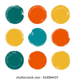vector brush strokes circles of paint on white background 