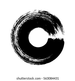 vector brush strokes circles of paint on white background 