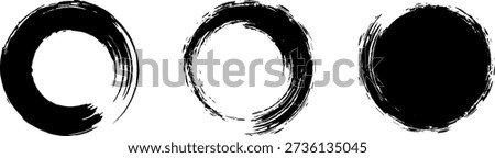 Vector brush strokes circles of paint on a white background. The circle is an ink drawing with the texture of brush strokes.