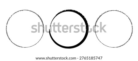 vector brush strokes circles of paint on white background. Ink hand drawn paint brush circle. Logo, label design element vector illustration. Black abstract circle. 
