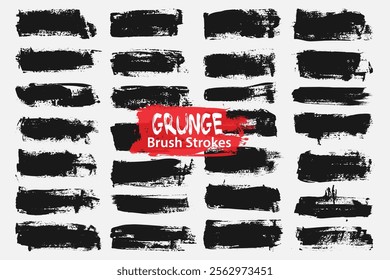 vector brush strokes collection, Ink splatters,grungy painted lines,artistic design elements:waves,circles,triangles.Vector paintbrush set