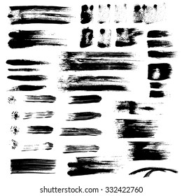 Vector brush strokes collection isolated on white background