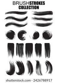 vector brush strokes collection, Set of black paint, ink brush strokes, brushes, lines.