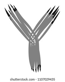 Vector brush strokes font. Letter Y