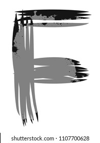 Vector brush strokes font. Letter F