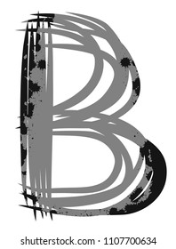Vector brush strokes font. Letter B