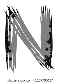Vector brush strokes font. Letter N