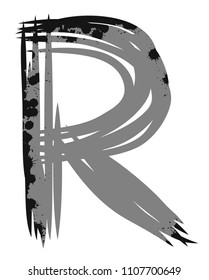 Vector brush strokes font. Letter R