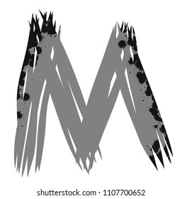 Vector brush strokes font. Letter M