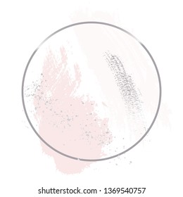 Vector brush strokes in gentle skin tones and rose silver colors graphics. Pastel hand-drawn glitter shapes, luxury design .