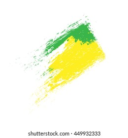 vector brush strokes green and yellow line, isolated on white  
