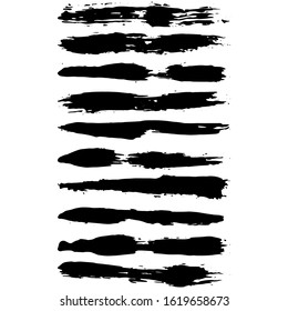 Vector brush strokes. Grunge paint roller.  Distressed banner . Black stripes isolated, paintbrush collection.