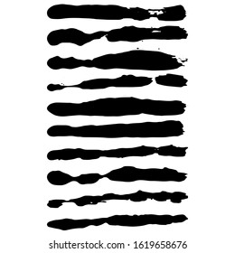 Vector brush strokes. Grunge paint roller.  Distressed banner . Black stripes isolated, paintbrush collection.