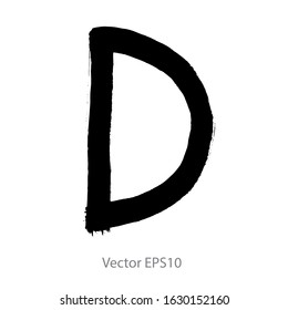vector brush strokes Hand Drawn Alphabet Font.D