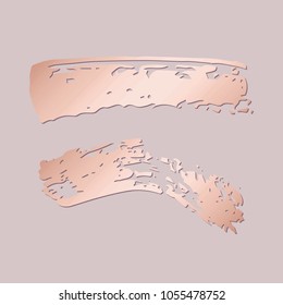 Vector brush strokes with imitation of rose gold for sales, design of covers, invitations and business cards