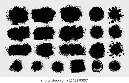 Traçados de pincel vetorial com linhas confusas e efeito de espalhamento de tinta para Grunge e design artístico. Grafite estilo, estilo angustiado, design artesanal	
