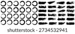 Vector brush strokes. Set of paints, brushes, lines, frames, ink brush, brush strokes. Element for your design.