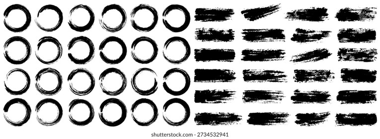 Vector brush strokes. Set of paints, brushes, lines, frames, ink brush, brush strokes. Element for your design.
