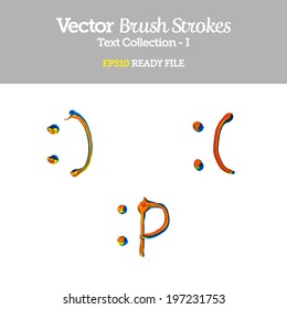 Vector Brush Strokes Smiley Collection EPS10 Ready File