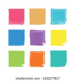 vector brush strokes Square of paint on white background 