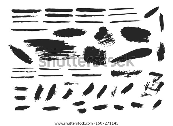 Vector brush strokes, torn borders. Grunge\
paint lines. Distressed banner. Black isolated paintbrush set.\
Chinese rough box shapes. Stencil\
dividers.