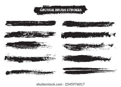 Vector Brush Strokes.Hand Painted Brushes.Grunge Paint Stripes.
