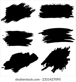 Pincel de pincel vectorial.Pincel de pintura de Vecktor. Rayas de pintura Grunge. Pancarta angustiada. Colección de pincel aislado negro. Formas texturadas modernas. Trazo de pincel seco curvo. Textura de la angustia.