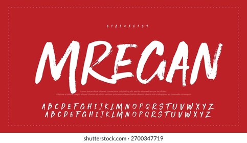 vector brush style font, alphabet, typeface 