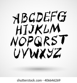 Vector Brush Style Hand Drawn Alphabet Font
