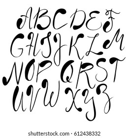 Vector brush style, hand drawn calligraphy alphabet font