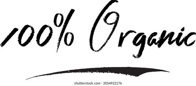 Texto de tipografía de pincel vectorial que dice 100% orgánico