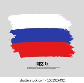 Vector Brush vintage Russian flag.