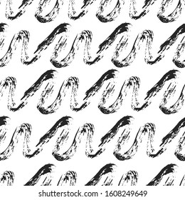 Vector brush zig zag smears seamless pattern. Distressed stroke texture. Gold isolated paintbrush background. Chinese rough dirty wallpaper.