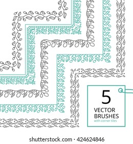 vector brushes set with floral ornaments