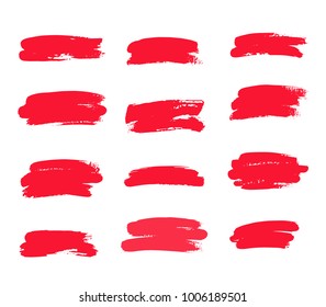 Vector brushes  Set red brush stroke  different size white background  Elements for design  Hand drawn stroke  isolated