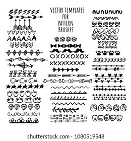 Vector brushes templates set. Make a brush with this template. Hand drawn vector elements for frames and decoration.