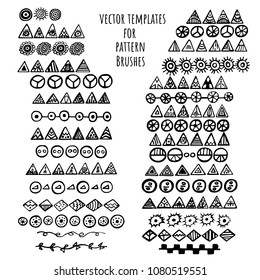 Vector brushes templates set. Make a brush with this template. Hand drawn vector elements for frames and decoration.