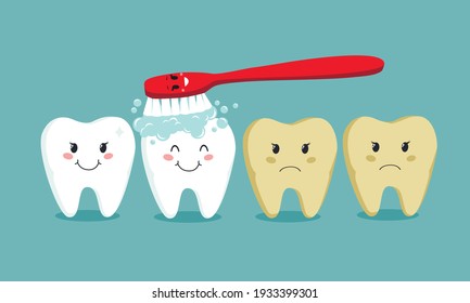 Vector brushing teeth flat illustration