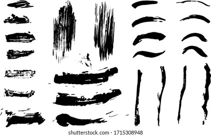 Vector Brushstroke Textures. Black Acrylic Brush. Paint Brush Strokes. Rough Acrylic Abstract. Charcoal Smudges Vector. Graphic Smears. Charcoal Texture.