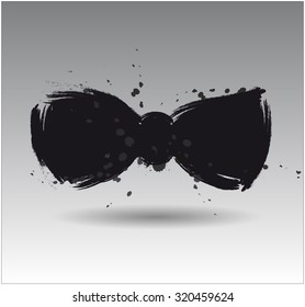 Vector brushwork black bow on light background
