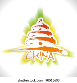 vector: brushwork Temple of Heaven, Beijing, China