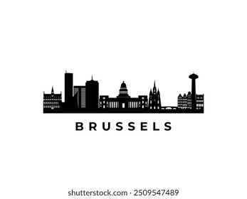 Vetor de horizonte de Bruxelas. Viaje em Bruxelas famosos locais de interesse. Conceito de negócios e turismo para apresentação, banner, web site.