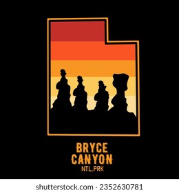 vector of bryce national park in utah with sunset sky view 