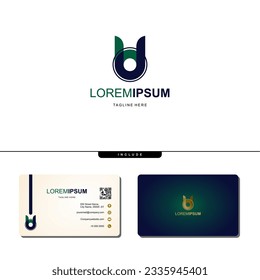 logotipo de letra de bu vector, con alas y tema de círculo