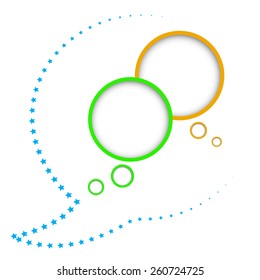 vector bubble for a chat with the stars, and it orange and green bubbles to chat with shadow and space for text on a white background