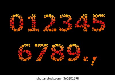 Vector bubble digits. Each digit consists of small bubbles.
